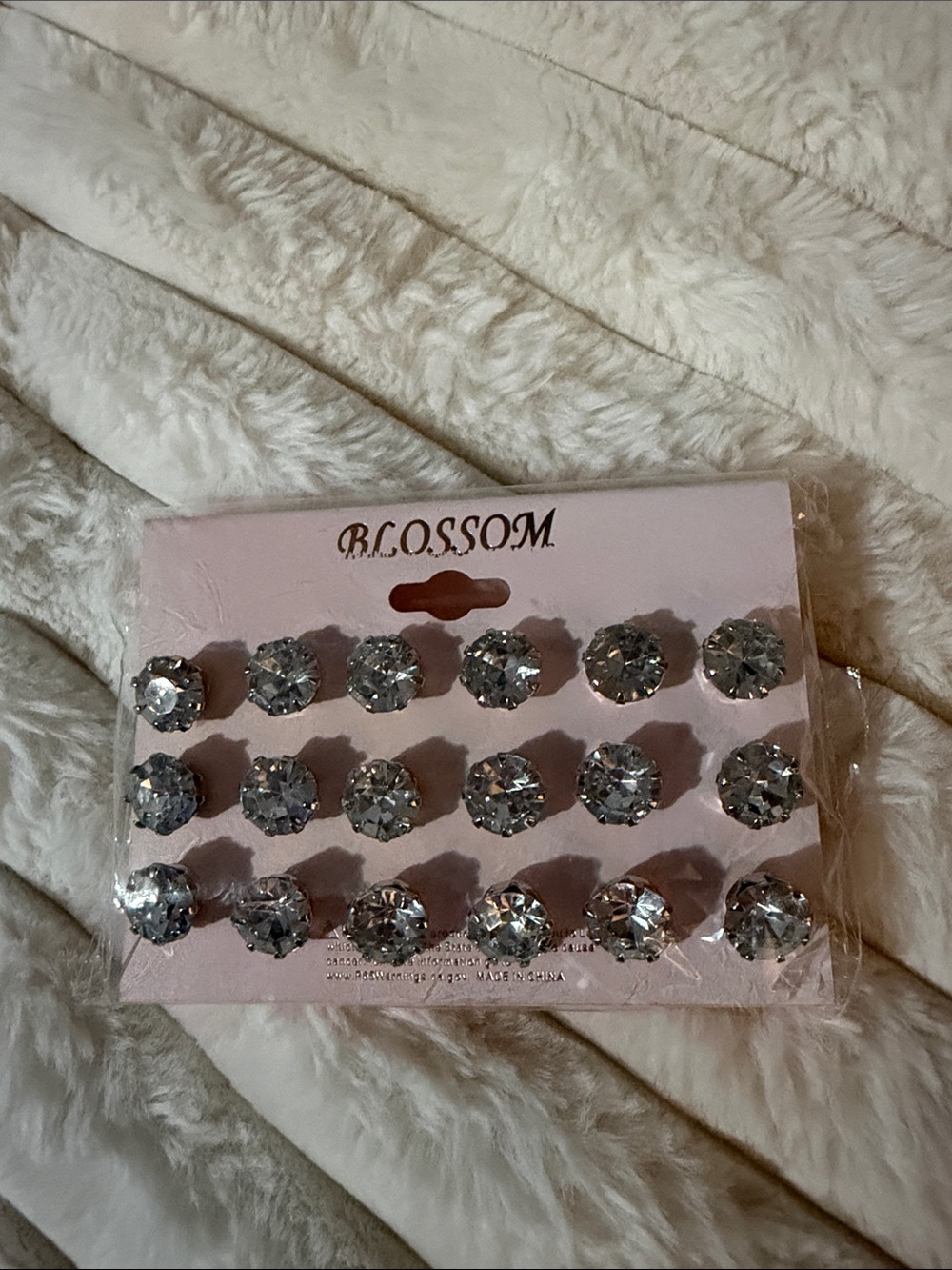 Blossom Silver Crystal Stud Earring Set - 10 Pairs